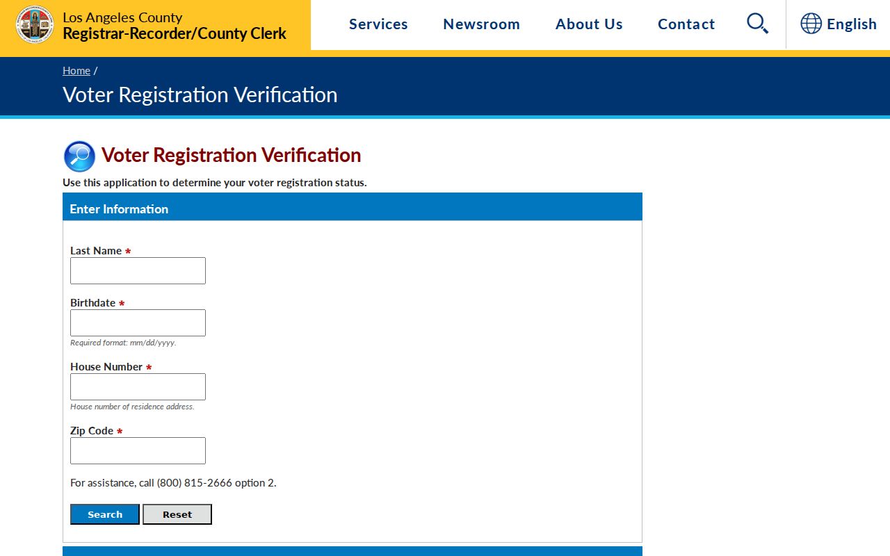 Los Angeles County voter registration status self lookup form